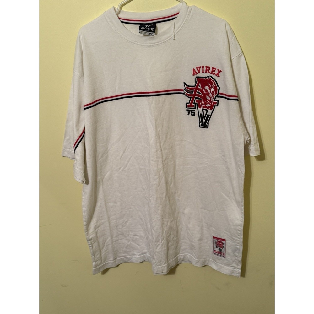 Vintage Y2K Avirex Skater Style T Shirt‎ White Size XXL